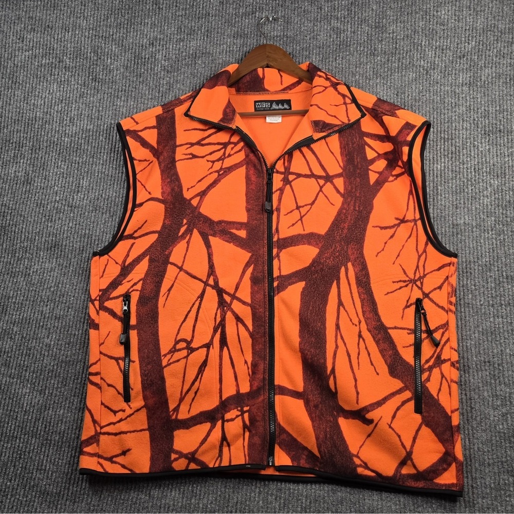WFS Element Gear Fleece Vest Mens 2XL Blaze Orange Camo Hunting Gorpcore